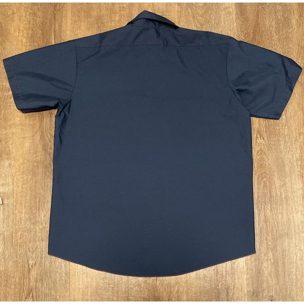 VTG Dickies Shirt Mens XL Blue Work Mechanic USA Worked In Button Up